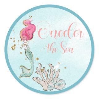 First Birthday ONE-der the Sea Mermaid Birthday Classic Round Sticker