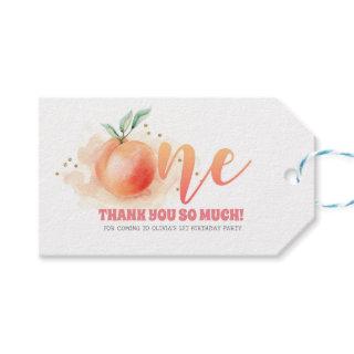 First Birthday Party Peach Fruit Gift Tags