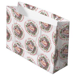First Christmas grandparents wreath photo Large Gift Bag