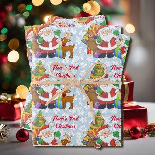 First Christmas Personalize Child's Name Santa 3  Sheets