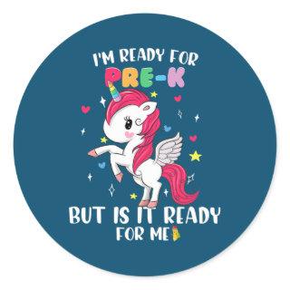 First Day Of Pre K Funny Back To School  Classic Round Sticker