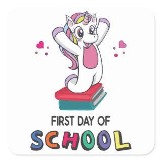 First day of school Unicorn Square Sticker
