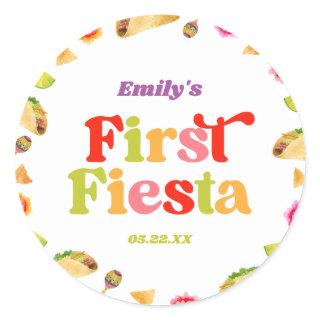 First Fiesta Taco 1st Birthday Party Classic Round Sticker