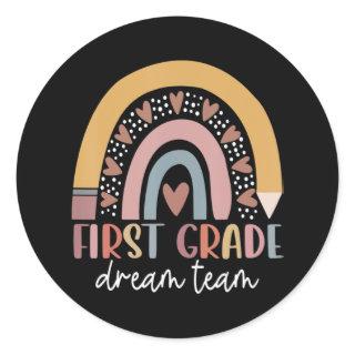 First Grade Dream Team Teacher Kids Back To School Classic Round Sticker
