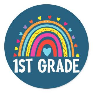 First Grade Rainbow Back To School Team 1st Classic Round Sticker