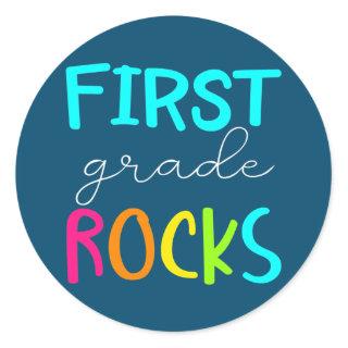 First Grade Rocks Team 1st Grade Teacher  Classic Round Sticker