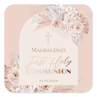 First Holy Communion boho arch  Square Sticker
