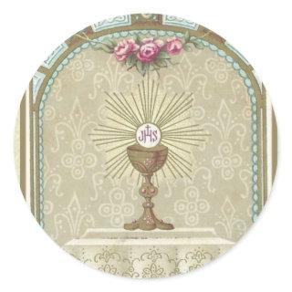 First Holy Communion Eucharist on Altar Classic Round Sticker