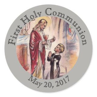 First Holy Communion Jesus Boy Eucharist Classic Round Sticker