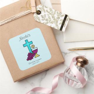 First Holy Communion Square Sticker