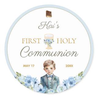 First Holy Communion Stickers Dusty Blue For Boys