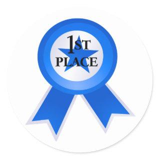 First Place Blue Ribbon Classic Round Sticker