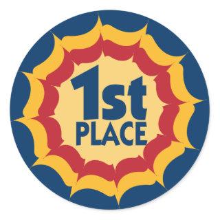 First Place Ribbon Winner Classic Round Sticker