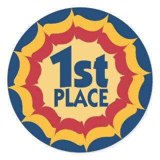 First Place Ribbon Winner Classic Round Sticker