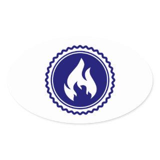 First Responder Firefighter Blue Flame Badge Oval Sticker