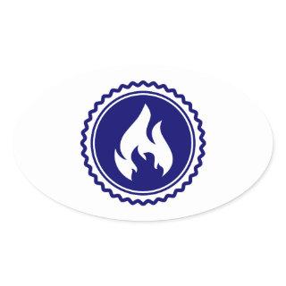 First Responder Firefighter Blue Flame Badge Oval Sticker