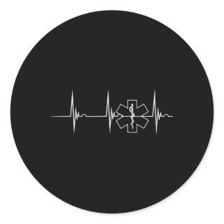 First Responder Hebeat Ekg Pulse Medical Emt Param Classic Round Sticker