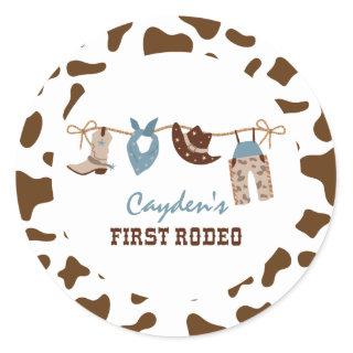 First Rodeo Western Cowboy 1st Birthday Classic Round Sticker