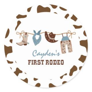 First Rodeo Western Cowboy 1st Birthday Classic Round Sticker