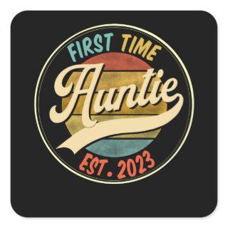 First Time Auntie EST 2023 Promoted To Auntie Gift Square Sticker