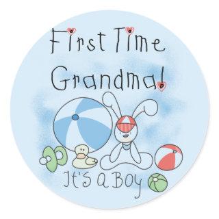 First Time Grandma of Boy Tshirts and Gifts Classic Round Sticker