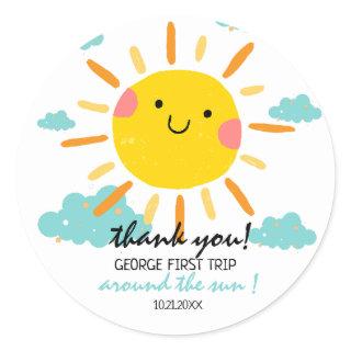 First Trip Around The Sun 1st Birthday  Classic Round Sticker