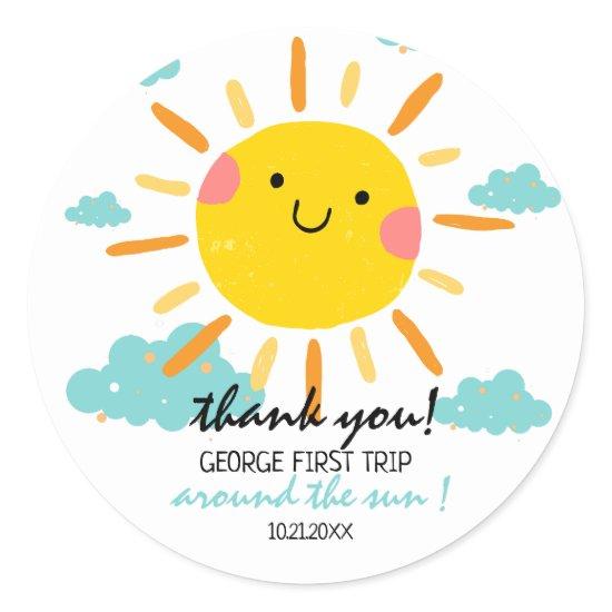 First Trip Around The Sun 1st Birthday  Classic Round Sticker