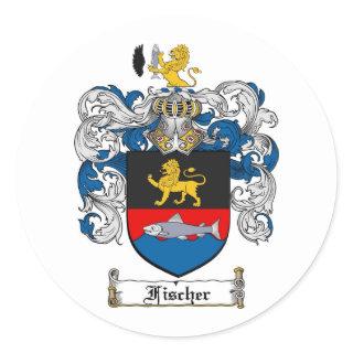 FISCHER FAMILY CREST -  FISCHER COAT OF ARMS CLASSIC ROUND STICKER