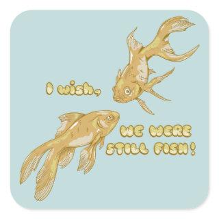 Fish evolution funny goldfish square sticker