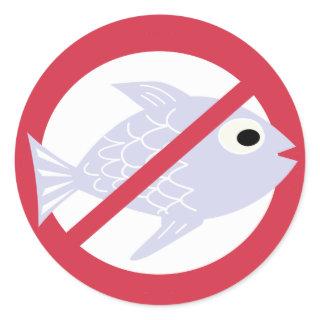 Fish Free No Fish Symbol Red Allergen Classic Round Sticker