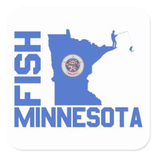 Fish Minnesota State Outline Square Sticker