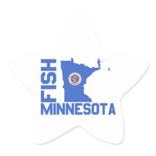 Fish Minnesota State Outline Star Sticker