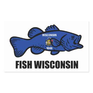 Fish Wisconsin Flag Rectangular Sticker