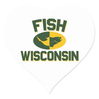 Fish Wisconsin Heart Sticker
