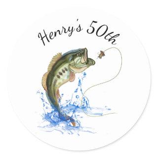 Fishing 50th Birthday Classic Round Sticker