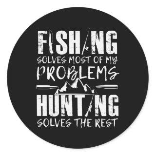 Fishing Hunting Fisher Catching Fish Hunter Classic Round Sticker
