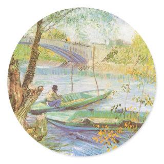 Fishing in Spring, Pont de Clichy Vincent van Gogh Classic Round Sticker