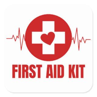 Fist aid kit  square sticker