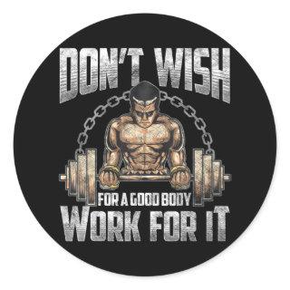 Fitness Weightlifting Barbell and Work Out Classic Round Sticker