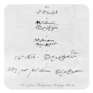 Five Genuine Autographs of William Shakespeare Square Sticker