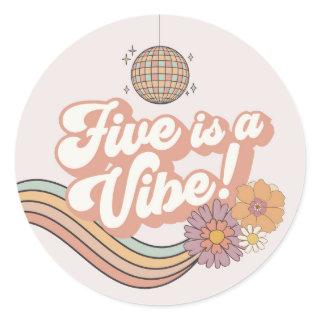 Five is a Vibe 5th birthday party Classic Round Sticker