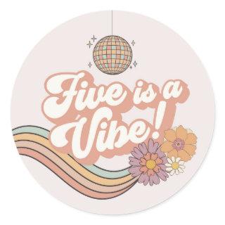 Five is a Vibe 5th birthday party plates Classic Round Sticker