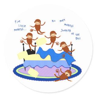 five little monkeys classic round sticker