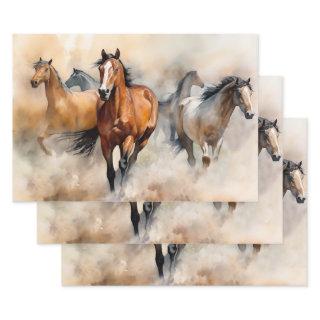 “Five Wild Mustangs” Dusty Western Watercolour  Sheets