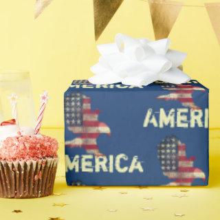 Flag and Bald Eagle with American Text