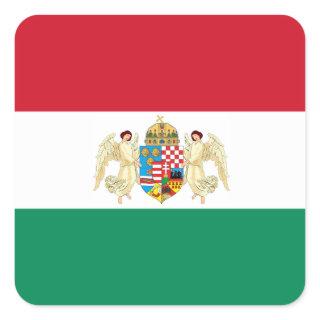 Flag and Coat of Arms - Hungary Square Sticker