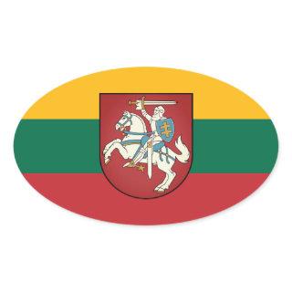 Flag and coat of arms of Lithuania Oval Sticker