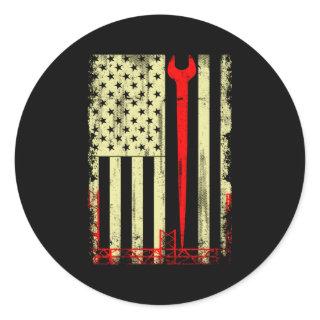 Flag And Ironworker Tools Ironworkers Classic Round Sticker