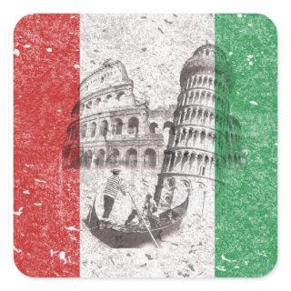 Flag and Symbols of Italy Square Sticker