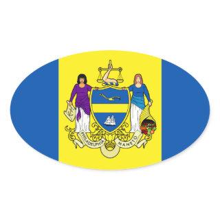 Flag/ Emblem of Philadelphia, PA Oval Sticker